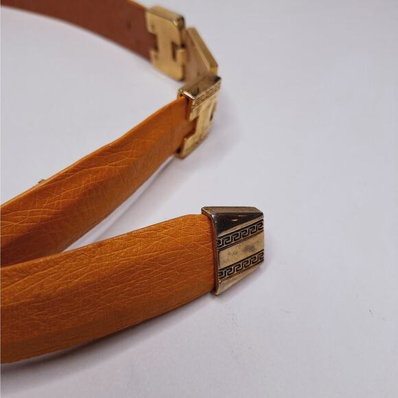 Wild West Belt Ostrich Leather Lion Greek Key Meander Yellow Gold Western 38 USA - Picture 12 of 13